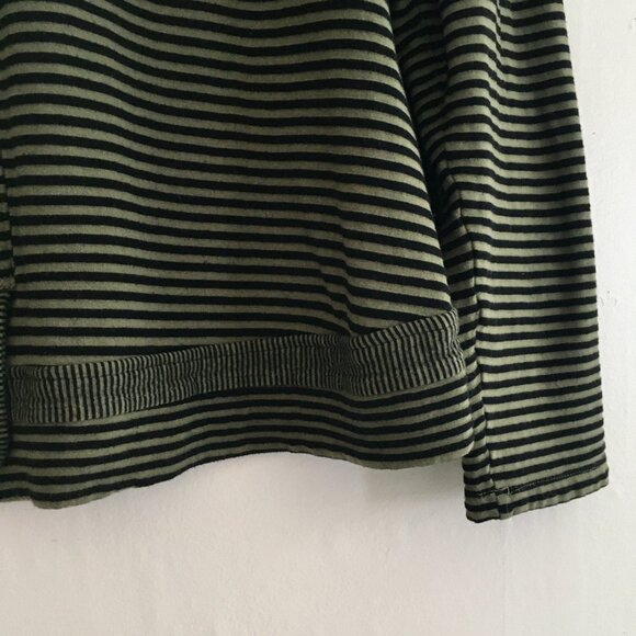 Habitat Sz XL Green Black Striped Artsy Lagenlook Cardigan Jacket Topper Blouse - Picture 6 of 10